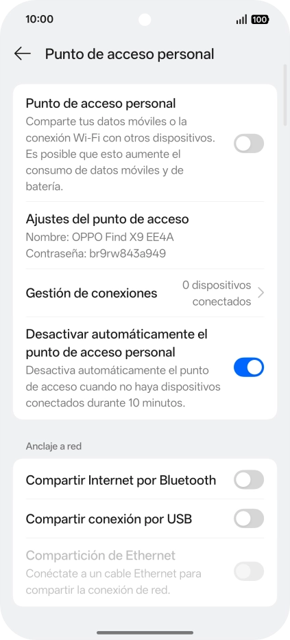 Pulsa Ajustes del punto de acceso. Pulsa Ajustes del punto de acceso.