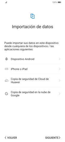Puedes transferir el contenido de otro teléfono cuando activas tu teléfono por primera vez y cuando lo has restablecido. Cuando aparezca en la pantalla del teléfono esta imagen, ya está listo para la transmisión del contenido del otro teléfono.
