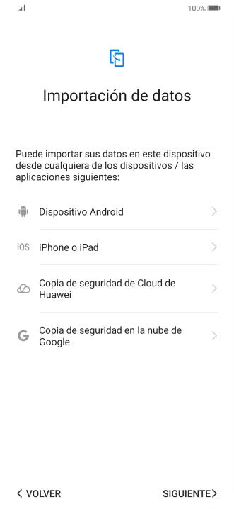 Puedes transferir el contenido de otro teléfono cuando activas tu teléfono por primera vez y cuando lo has restablecido. Cuando aparezca en la pantalla del teléfono esta imagen, ya está listo para la transmisión del contenido del otro teléfono.