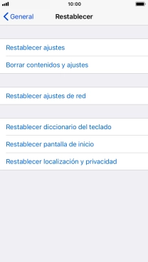 Pulsa Restablecer ajustes. Pulsa Restablecer ajustes.