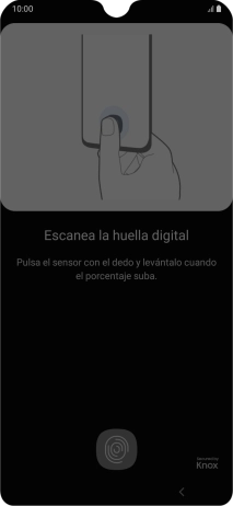 Sigue las indicaciones de la pantalla para crear una huella digital como código de seguridad. Sigue las indicaciones de la pantalla para crear una huella digital como código de seguridad.
