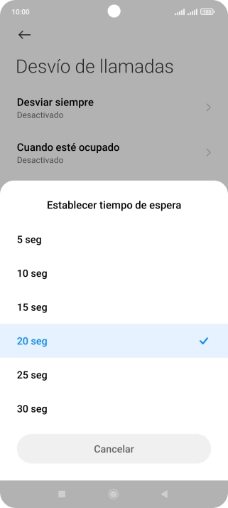 Si desvías las llamadas perdidas, tendrás que seleccionar un retardo para el desvío. Pulsa el retardo deseado y sigue las indicaciones de la pantalla para seleccionar el retardo deseado del desvío. Si desvías las llamadas perdidas, tendrás que seleccionar un retardo para el desvío. Pulsa el retardo deseado y sigue las indicaciones de la pantalla para seleccionar el retardo deseado del desvío.
