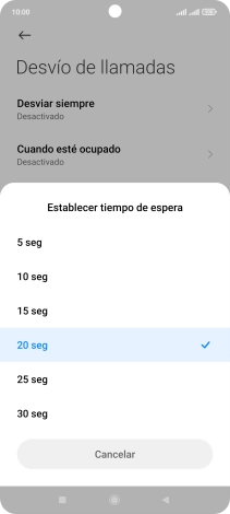 Si desvías las llamadas perdidas, tendrás que seleccionar un retardo para el desvío. Pulsa el retardo deseado y sigue las indicaciones de la pantalla para seleccionar el retardo deseado del desvío. Si desvías las llamadas perdidas, tendrás que seleccionar un retardo para el desvío. Pulsa el retardo deseado y sigue las indicaciones de la pantalla para seleccionar el retardo deseado del desvío.