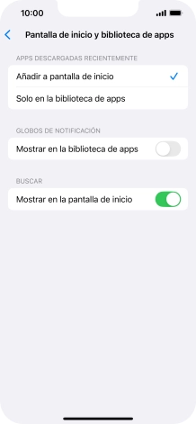 Para añadir nuevas apps descargadas a la pantalla de inicio y a la biblioteca de apps, pulsa Añadir a pantalla de inicio. Para añadir nuevas apps descargadas a la pantalla de inicio y a la biblioteca de apps, pulsa Añadir a pantalla de inicio.