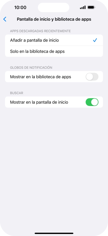 Para añadir nuevas apps descargadas a la pantalla de inicio y a la biblioteca de apps, pulsa Añadir a pantalla de inicio. Para añadir nuevas apps descargadas a la pantalla de inicio y a la biblioteca de apps, pulsa Añadir a pantalla de inicio.