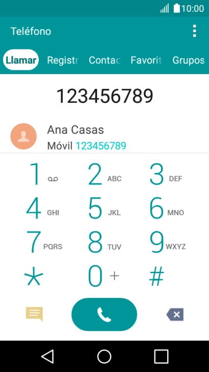 Marca el número de teléfono deseado y pulsa el icono de llamada. Marca el número de teléfono deseado y pulsa el icono de llamada.