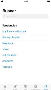 Pulsa en el campo de búsqueda e introduce el nombre o el tema de la app deseada. Pulsa en el campo de búsqueda e introduce el nombre o el tema de la app deseada.