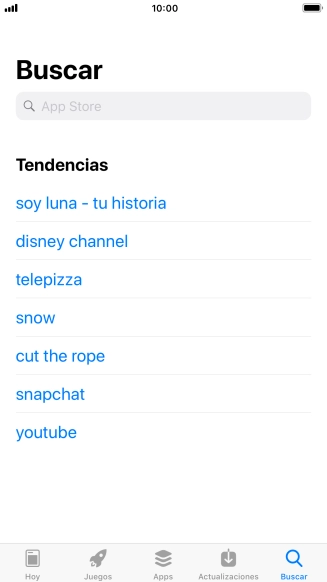 Pulsa en el campo de búsqueda e introduce el nombre o el tema de la app deseada. Pulsa en el campo de búsqueda e introduce el nombre o el tema de la app deseada.