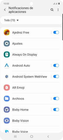 Pulsa el indicador junto a las apps deseadas para activar o desactivar la función. Pulsa el indicador junto a las apps deseadas para activar o desactivar la función.