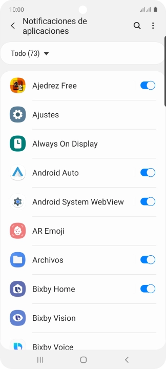 Pulsa el indicador junto a las apps deseadas para activar o desactivar la función. Pulsa el indicador junto a las apps deseadas para activar o desactivar la función.