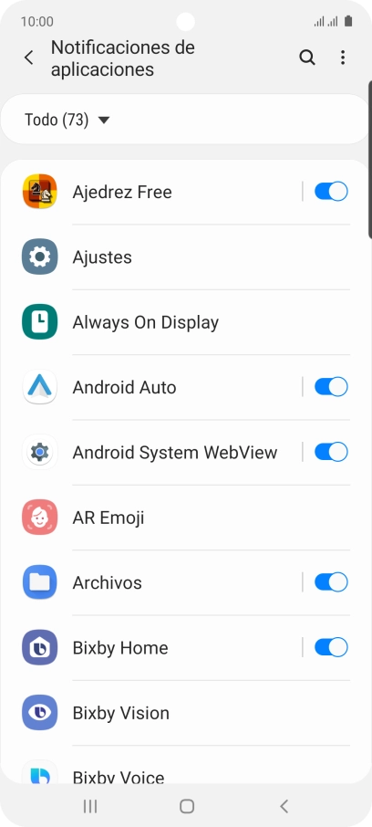 Pulsa el indicador junto a las apps deseadas para activar o desactivar la función. Pulsa el indicador junto a las apps deseadas para activar o desactivar la función.