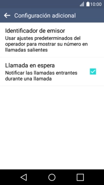 Pulsa Llamada en espera para activar o desactivar la función. Pulsa Llamada en espera para activar o desactivar la función.