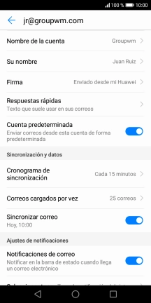 Pulsa Nombre de la cuenta e introduce el nombre de la cuenta de correo electrónico. Pulsa Nombre de la cuenta e introduce el nombre de la cuenta de correo electrónico.