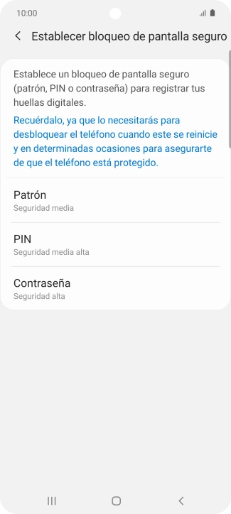 Pulsa el código de seguridad deseado y sigue las indicaciones de la pantalla para crear un código de seguridad del teléfono adicional. Pulsa el código de seguridad deseado y sigue las indicaciones de la pantalla para crear un código de seguridad del teléfono adicional.