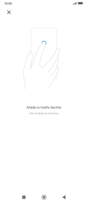 Sigue las indicaciones de la pantalla para crear una huella digital como código de seguridad. Sigue las indicaciones de la pantalla para crear una huella digital como código de seguridad.