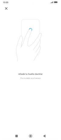 Sigue las indicaciones de la pantalla para crear una huella digital como código de seguridad. Sigue las indicaciones de la pantalla para crear una huella digital como código de seguridad.