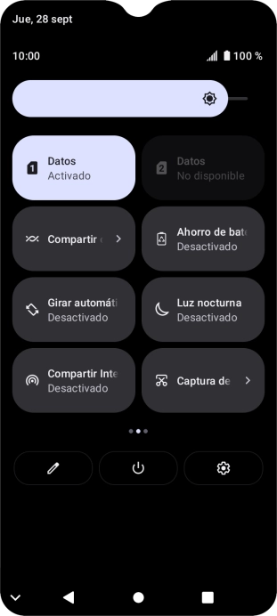 Pulsa el icono de datos móviles para activar o desactivar la función. Pulsa el icono de datos móviles para activar o desactivar la función.