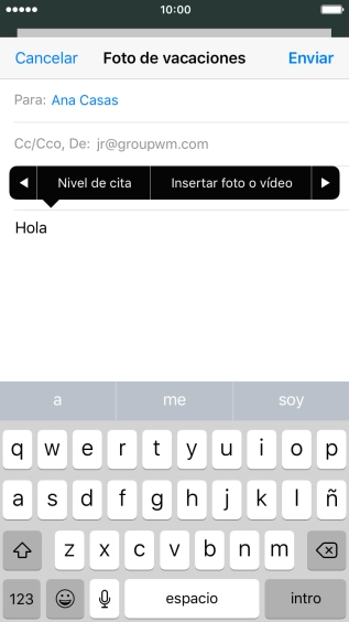 Pulsa Insertar foto o vídeo y sigue las indicaciones de la pantalla para adjuntar una fotografía o un videoclip. Pulsa Insertar foto o vídeo y sigue las indicaciones de la pantalla para adjuntar una fotografía o un videoclip.