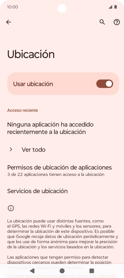 Pulsa Permisos de ubicación de aplicaciones. Pulsa Permisos de ubicación de aplicaciones.
