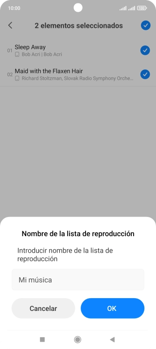 Introduce el nombre deseado de la lista de reproducción y pulsa OK. Introduce el nombre deseado de la lista de reproducción y pulsa OK.