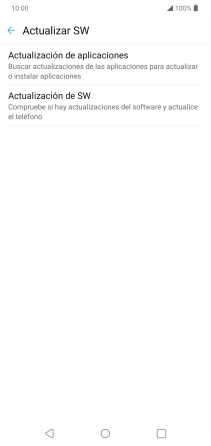 Pulsa Actualización de SW. Si hay una versión de software nueva disponible, aparecerá ahora en la pantalla. Sigue las indicaciones de la pantalla para actualizar el software del teléfono. Pulsa Actualización de SW. Si hay una versión de software nueva disponible, aparecerá ahora en la pantalla. Sigue las indicaciones de la pantalla para actualizar el software del teléfono.