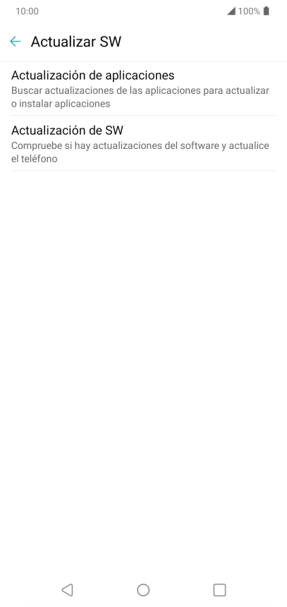 Pulsa Actualización de SW. Si hay una versión de software nueva disponible, aparecerá ahora en la pantalla. Sigue las indicaciones de la pantalla para actualizar el software del teléfono. Pulsa Actualización de SW. Si hay una versión de software nueva disponible, aparecerá ahora en la pantalla. Sigue las indicaciones de la pantalla para actualizar el software del teléfono.