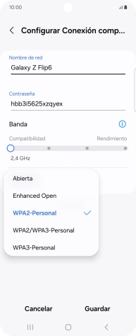 Pulsa WPA3-Personal para proteger la conexión wifi con una contraseña. Pulsa WPA3-Personal para proteger la conexión wifi con una contraseña.