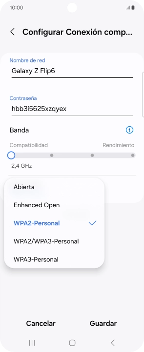 Pulsa WPA3-Personal para proteger la conexión wifi con una contraseña. Pulsa WPA3-Personal para proteger la conexión wifi con una contraseña.