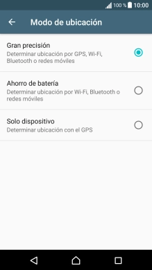 Si seleccionas Gran precisión, el teléfono podrá encontrar tu posición exacta con ayuda de los satélites GPS, la red móvil y una red wifi cercana. El GPS por satélite requiere vista libre al cielo.