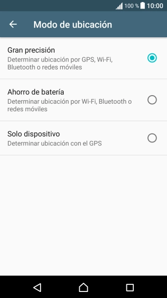 Si seleccionas Gran precisión, el teléfono podrá encontrar tu posición exacta con ayuda de los satélites GPS, la red móvil y una red wifi cercana. El GPS por satélite requiere vista libre al cielo.