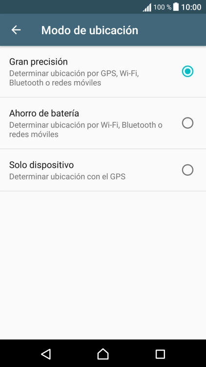 Si seleccionas Gran precisión, el teléfono podrá encontrar tu posición exacta con ayuda de los satélites GPS, la red móvil y una red wifi cercana. El GPS por satélite requiere vista libre al cielo.
