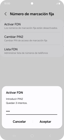 Introduce el código PIN2 y pulsa Aceptar. Introduce el código PIN2 y pulsa Aceptar.