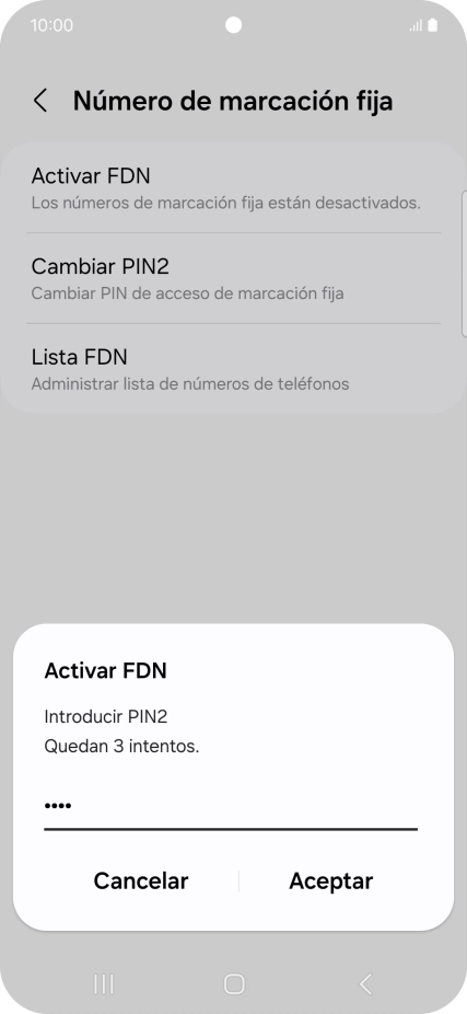 Introduce el código PIN2 y pulsa Aceptar. Introduce el código PIN2 y pulsa Aceptar.