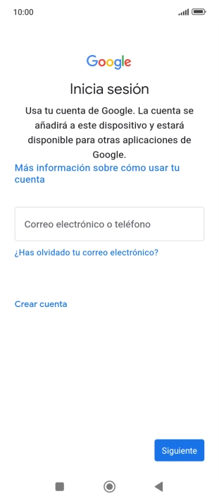 Si no tienes una cuenta de Google, pulsa Crear cuenta y sigue las indicaciones de la pantalla para ver cómo crear una cuenta nueva. Si no tienes una cuenta de Google, pulsa Crear cuenta y sigue las indicaciones de la pantalla para ver cómo crear una cuenta nueva.