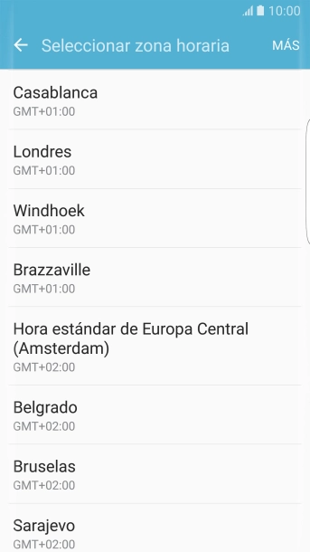 Pulsa la zona horaria deseada.
