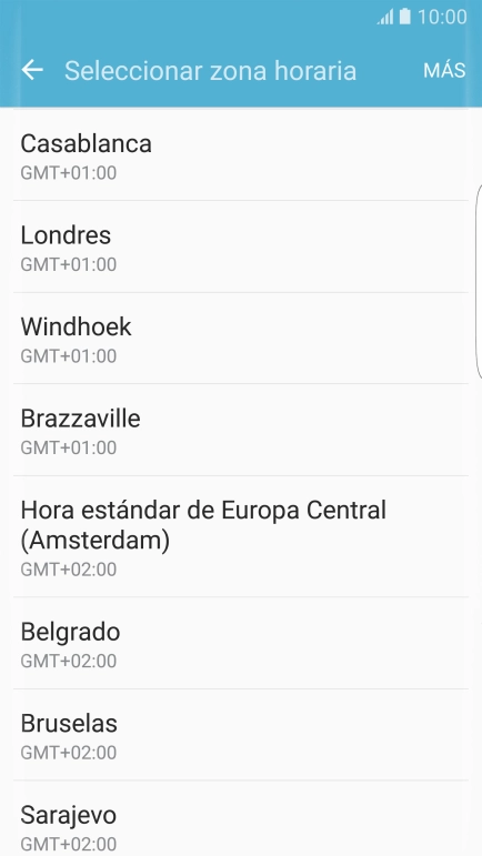 Pulsa la zona horaria deseada.
