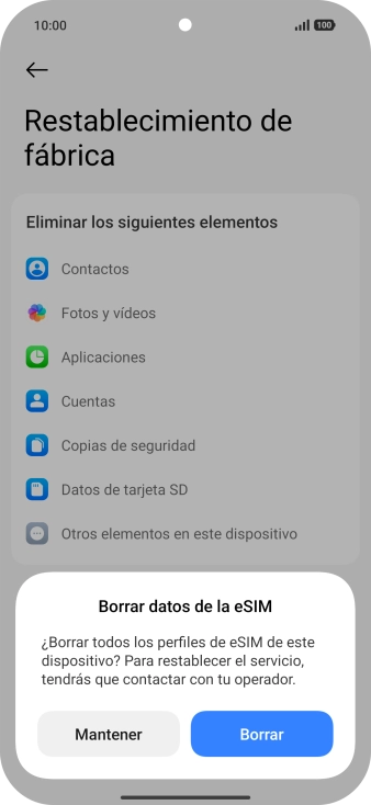 Pulsa el ajuste deseado. Pulsa el ajuste deseado.