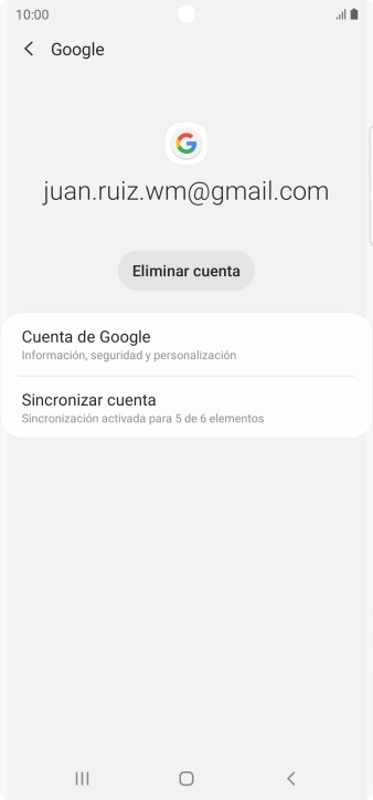 Pulsa Sincronizar cuenta. Pulsa Sincronizar cuenta.