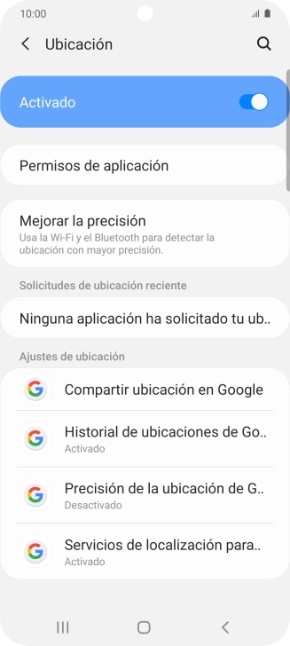 Pulsa Permisos de aplicación. Pulsa Permisos de aplicación.