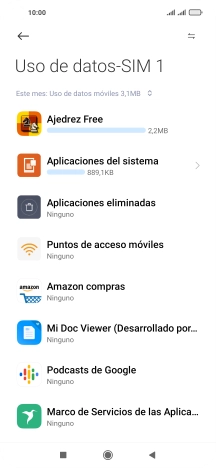 El consumo total de datos del período seleccionado aparece ahora en la pantalla. El consumo total de datos del período seleccionado aparece ahora en la pantalla.
