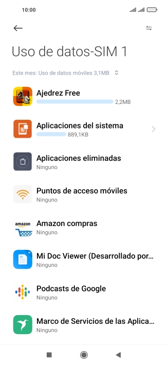 El consumo total de datos del período seleccionado aparece ahora en la pantalla. El consumo total de datos del período seleccionado aparece ahora en la pantalla.