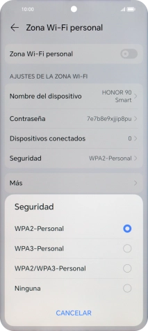 Pulsa WPA3-Personal para proteger la conexión wifi con una contraseña. Pulsa WPA3-Personal para proteger la conexión wifi con una contraseña.