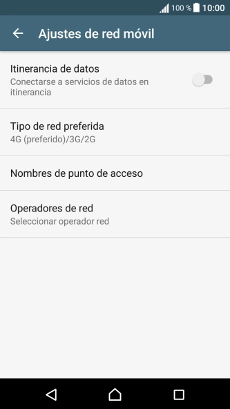 Pulsa Nombres de punto de acceso. Pulsa Nombres de punto de acceso.