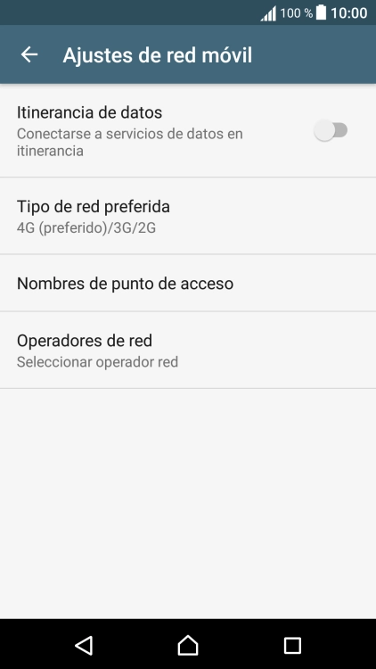 Pulsa Nombres de punto de acceso. Pulsa Nombres de punto de acceso.