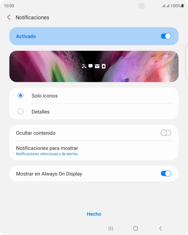 Pulsa los ajustes deseados para activarlos o desactivarlos. Pulsa los ajustes deseados para activarlos o desactivarlos.