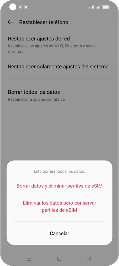 Pulsa el ajuste deseado. Pulsa el ajuste deseado.