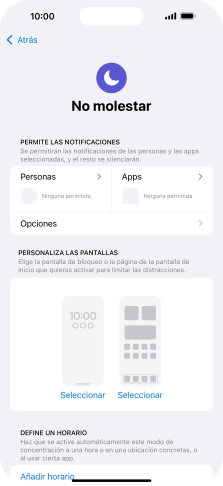 Pulsa Personas y sigue las indicaciones de la pantalla para seleccionar de qué contactos quieres recibir llamadas y notificaciones cuando No molestar está activado.