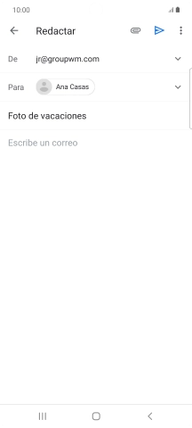 Pulsa en el campo de escritura y escribe el texto del correo electrónico. Pulsa en el campo de escritura y escribe el texto del correo electrónico.