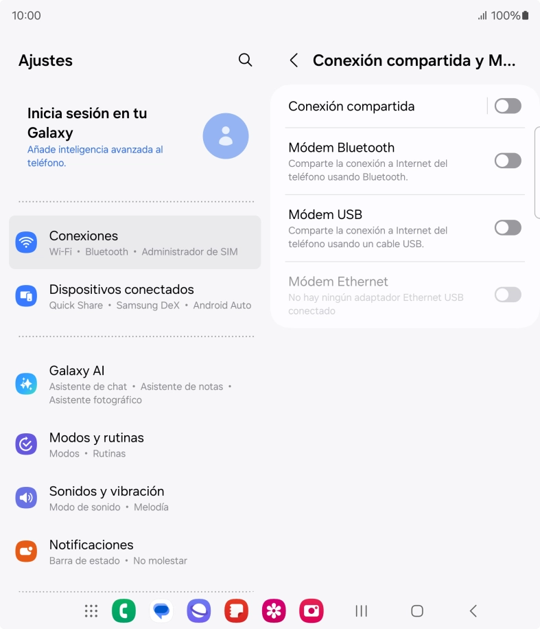 Pulsa Conexión compartida. Pulsa Conexión compartida.
