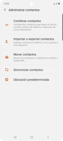 Pulsa Importar o exportar contactos. Pulsa Importar o exportar contactos.